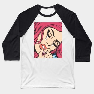 Hot Pink Crying Comic Girl Baseball T-Shirt